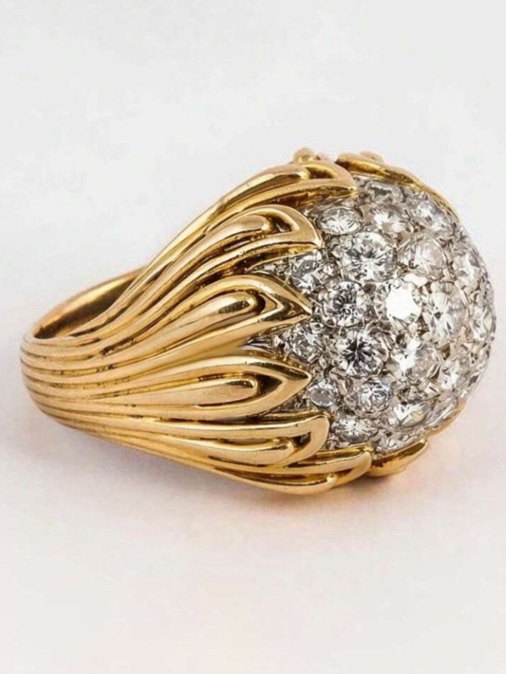 Elegant Golden Pave Crystal Dome Ring